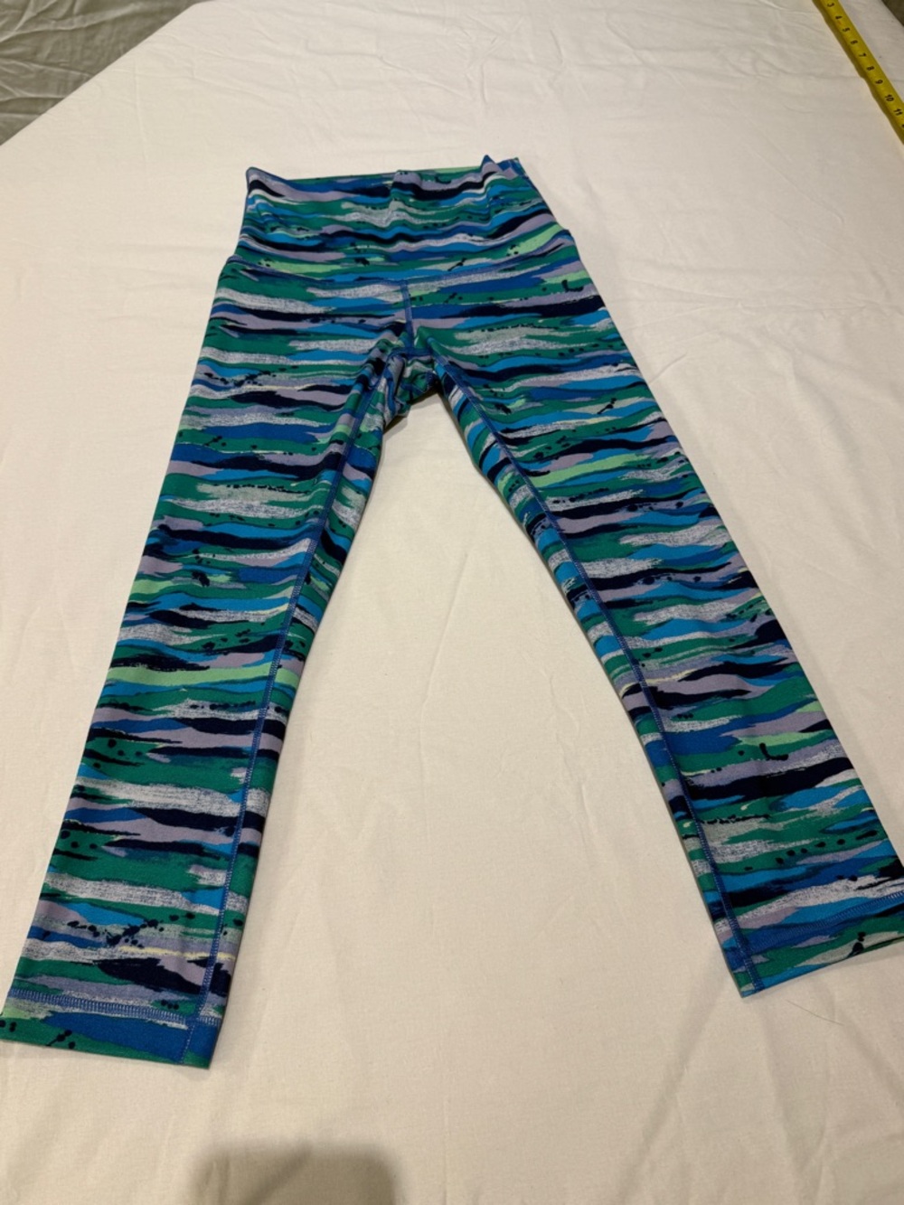 lululemon athletica Blue and Green Striped Performance Leggings